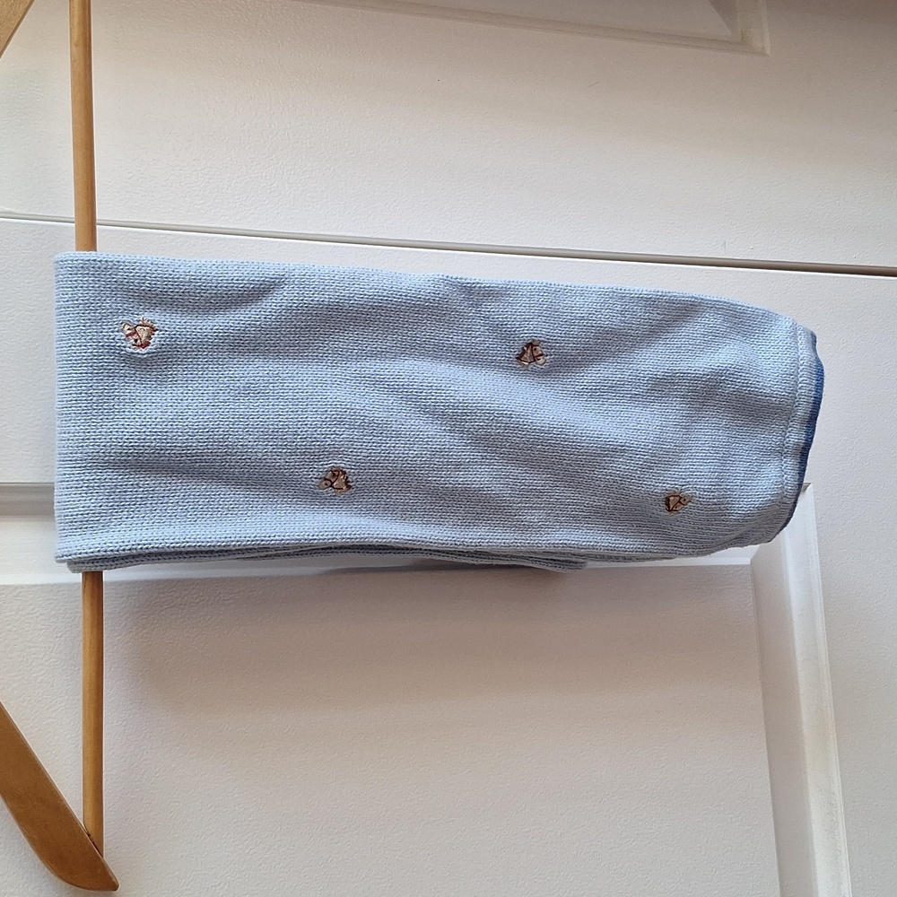 Kids' Light Blue Horse Scarf Pattern Embroidered